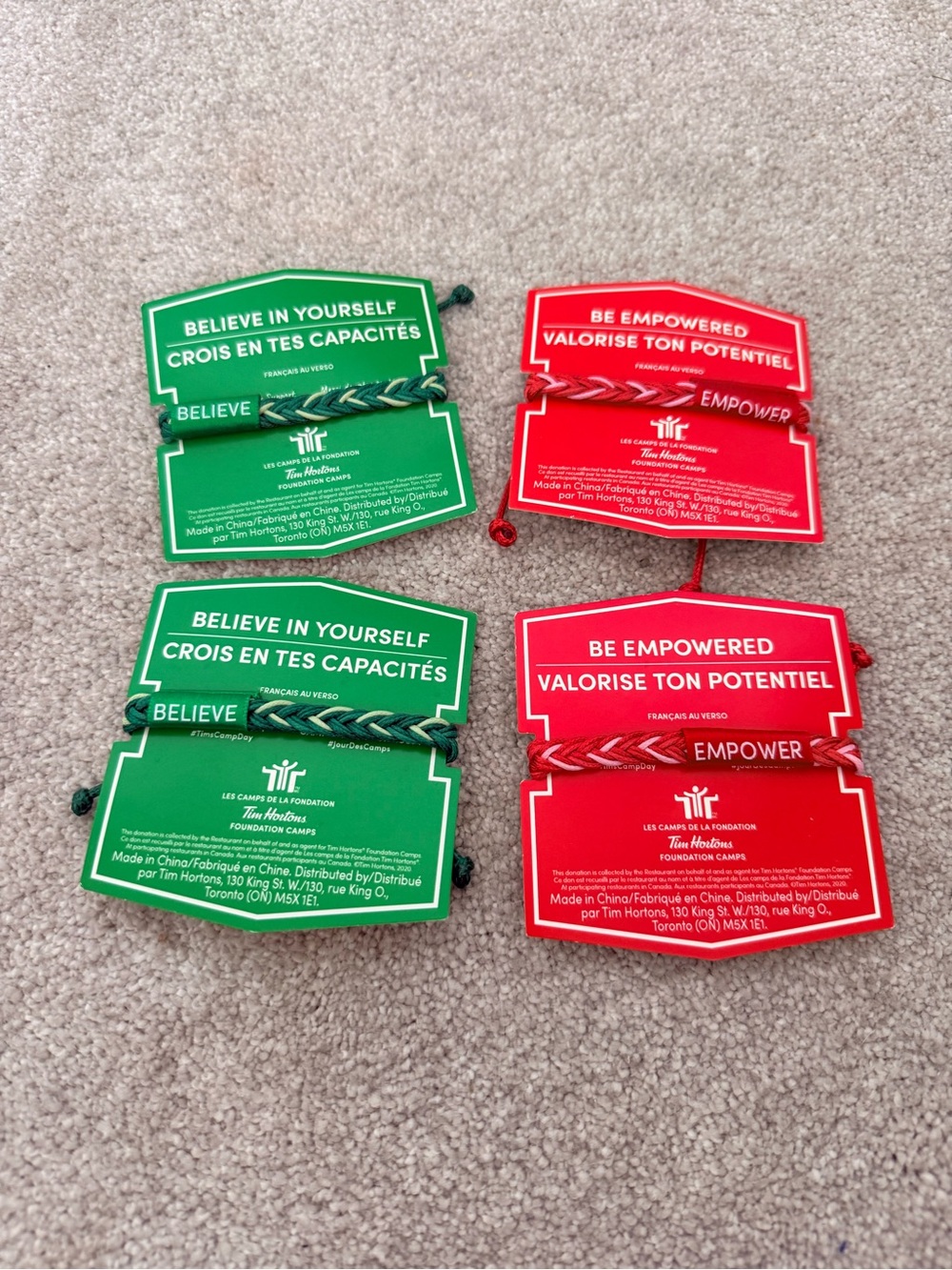 Inspirational Braided String Bracelets - Green & Red